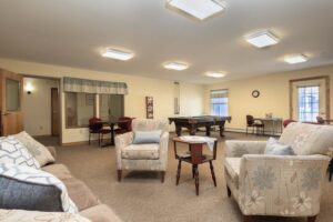 Game and TV room at Pinecrest Senior Living