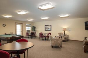 Game and TV room at Pinecrest Senior Living