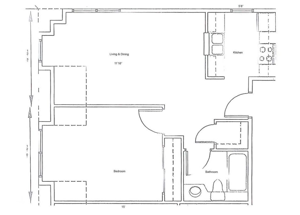 Taft Farm Senior Living 1 bedroom floorplan